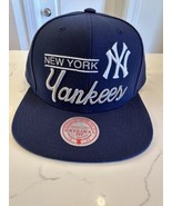NWT Mitchell &amp; Ness New York Yankees SCRIPT LOGO Navy Blue Snapback Hat - £19.46 GBP