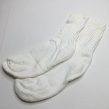 Womens White Pair Crew Ribbed Socks Athletic Casual Calf - £7.05 GBP