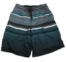 Op. Gray Blue White Black Striped Print Men Swim Board Liner Shorts Size... - £11.20 GBP