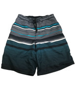 Op. Gray Blue White Black Striped Print Men Swim Board Liner Shorts Size... - $19.55 CAD