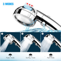 High Turbo Pressure Shower Head W/ 3 Spray Modes &amp; On Off Switch Water S... - £15.79 GBP