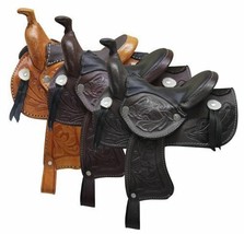 Western Horse Miniature Leather Saddle 5&quot; Seat Decoration Novelty Color Choice - £23.09 GBP