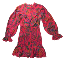 NWT FARM Rio Sunset Tapestry Blush Mini in Red Smocked Cotton Dress XS $230 - £88.40 GBP