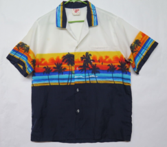 Vtg Casual Wear Sunset Surf Waves Hawaiian Shirt Mens Sz L Poly Short Sl... - £14.85 GBP