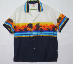 Vtg Casual Wear Sunset Surf Waves Hawaiian Shirt Mens Sz L Poly Short Sl... - £15.01 GBP