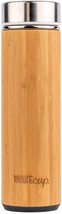 WAKEcup 500ml Bamboo Thermos Leak Proof Stainless Steel &amp; Bamboo Flask - £16.57 GBP