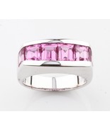 14K White Gold Band Ring Pink Sapphire Size 8 Modern Invisible Style TSW... - $1,811.22