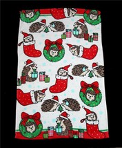 Christmas Porcupines in Stockings Wreaths Presents Trees Decorative HAND Towel - £11.98 GBP