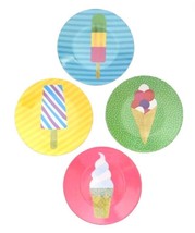 Ice Cream Popsicle Melamine Appetizer Side Plates 6&quot; Set of 4 Beach Summ... - $33.20