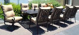 11 piece aluminum outdoor dining set patio chairs table Santa Anita bronze - £5,532.72 GBP