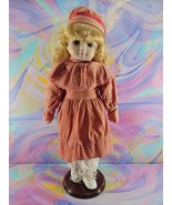 World Bazaars Inc. 16&#39;&#39; Porcelain Girl Doll w/Base/Stand, Pink w/Hat Blonde - $14.99