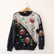 Vintage Christmas Holly Sweatshirt Medium - £21.78 GBP