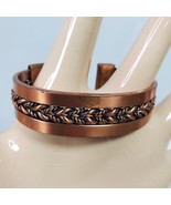 Vintage Copper Cuff Bracelet Unisex Decorative Braided Inside Style - $29.00