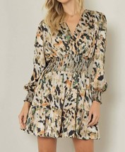 Entro Satin Animal And Camouflage Print Short Dress for Women - £41.91 GBP