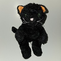 Pier 1 Solid Black Kitty Cat Plush 8&quot; Stuffed Animal Sewn Green Eyes Hal... - £15.75 GBP