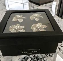 Tahari Rhinestone Jeweled Crystal Napkin Rings Flower Set of 4 Easter Spring - £30.10 GBP