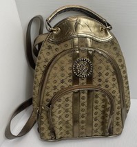 Womens Golf Brown Rocawear All Over Print Backpack Purse Bag 12” Yellow Interior - £18.45 GBP