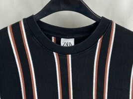 Zara Size M Women&#39;s Black Multicolor Vertical Striped Long Sleeve Sweate... - £12.66 GBP