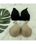 Natori Sheer Jacquard Underwire Bra Size 36 D Lot of 2 Nude Beige Black - $29.69