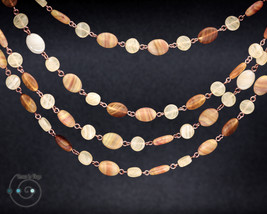extra-long boho necklace, opaque yellow and brown Czech pressed glass, ooak - £26.86 GBP