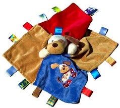 Mary Meyer Puppy Dog Baby Lovey Plush Taggies Cuddle Security Blanket Satin Back - £7.56 GBP