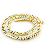 Men&#39;s Stylish 14K YG 925 Silver Miami Cuban Curb Link Lobster Lock Chain - £39.56 GBP+