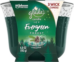 Glade Scented 3-Wick Glass Candle, Icy Evergreen Forest, 6.8 Oz, 2 Count - $22.95