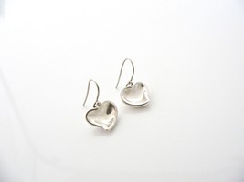 Tiffany & Co Silver Peretti Carved Heart Dangle Dangling Earrings Gift Love Art  - $298.00