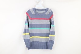 Vintage 70s Streetwear Womens Size Small Rainbow Striped Knit Crewneck S... - $44.50