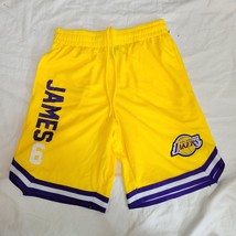 NBA UNK Lebron James #6 LA Lakers Basketball Jersey Shorts Gold Yellow vsmc288f - £22.42 GBP