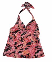 Chaps Women Swimwear Size 8 Halter Top Stretch Pink Orange Paisley Padded  - $18.54