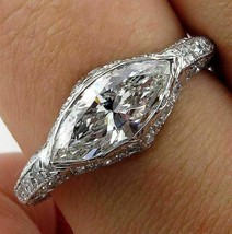 2.50 Ct Marquise Cut Lab-Created Diamond Engagement Ring 14K White Gold Plated - £82.61 GBP