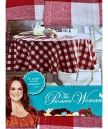 Pioneer Woman Charming Check Tablecloth 70 Inches Round Red White Picnic... - $31.78