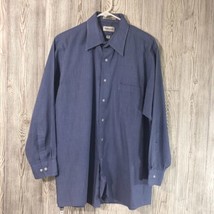 Van Heusen Dress Shirt Mens 16 1/2 L 32/33 Button-Up Blue Striped Long Sleeve - £11.80 GBP