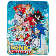 Sonic the Hedgehog Big Group Sublimation Throw Blanket Multi-Color - £36.69 GBP