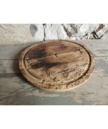 Primitive Antique Very Old Wooden Round Plate Natural Patina of 19th. - $71.85 CAD
