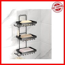 Wall Mounted 3-Tier Soap Holder with Hooks - Rust-Free, Easy Install for... - $30.06
