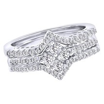 Real Moissanita Wedding Ring Band Trío Set Nupcial 14K Chapado en Oro 0.... - £141.63 GBP