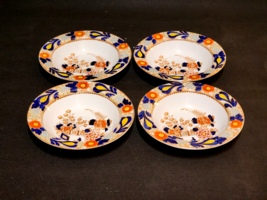 Vintage Set Of 3 WOOD &amp; SONS Woods Ware WINCANTON Blue And Rust 6⅜&quot; Cere... - $24.72