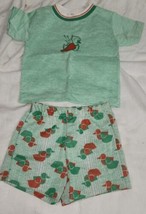 Cute Vintage Health Tex 2T Toddler Outfit Ducks Green Shirt Shorts Set USA SS - £24.03 GBP