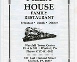 Pizza House Family Restaurant Menu Westfall &amp; Milford Pennsylvania  - £14.00 GBP