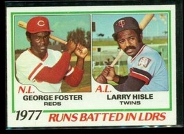 Vintage 1978 Topps Baseball Card #203 Foster Reds - Hisle Twins Batting Leaders - £7.68 GBP