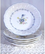 Set/5 Nikko Blue Peony Cereal or Salad Bowls 7.5&quot; Diameter Japan EXC Flo... - $27.99