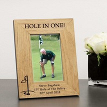 Personalised Hole In One! Engraved Wooden Photo Frame Gift 6x4 Golf Love... - £11.75 GBP