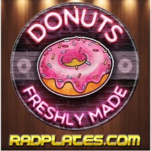 Vintage Style Round Man Cave Gift Freshly Made Donuts Aluminum Sign 12&quot; - £15.54 GBP