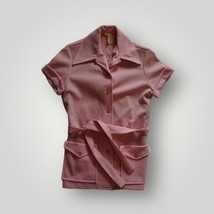 Pink Button Down Polyester 1960&#39;s 1970&#39;s Womens - £19.54 GBP