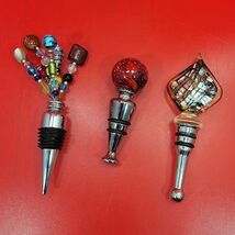 Set Of 3 Collectibles, Wine Bottle Stoppers Handblown Glass - $12.97