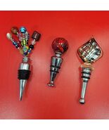 Set Of 3 Collectibles, Wine Bottle Stoppers Handblown Glass - $238.62 MXN