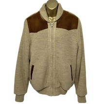 Tundra Canada Wool Chunky Knit Full Zip Sweater Coat Jacket Sherpa Lined Size L - £52.14 GBP