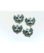 4 owl bird animal metal charms pendants silver tone 30mm 4 pc lot jewelr... - £2.80 GBP